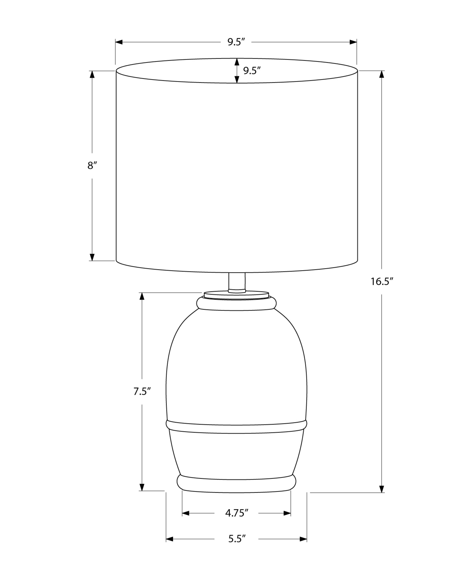 ÉCLAIRAGE - LAMPE DE TABLE 16"H EN RÉSINE CRÈME ABAT-JOUR BEIGE