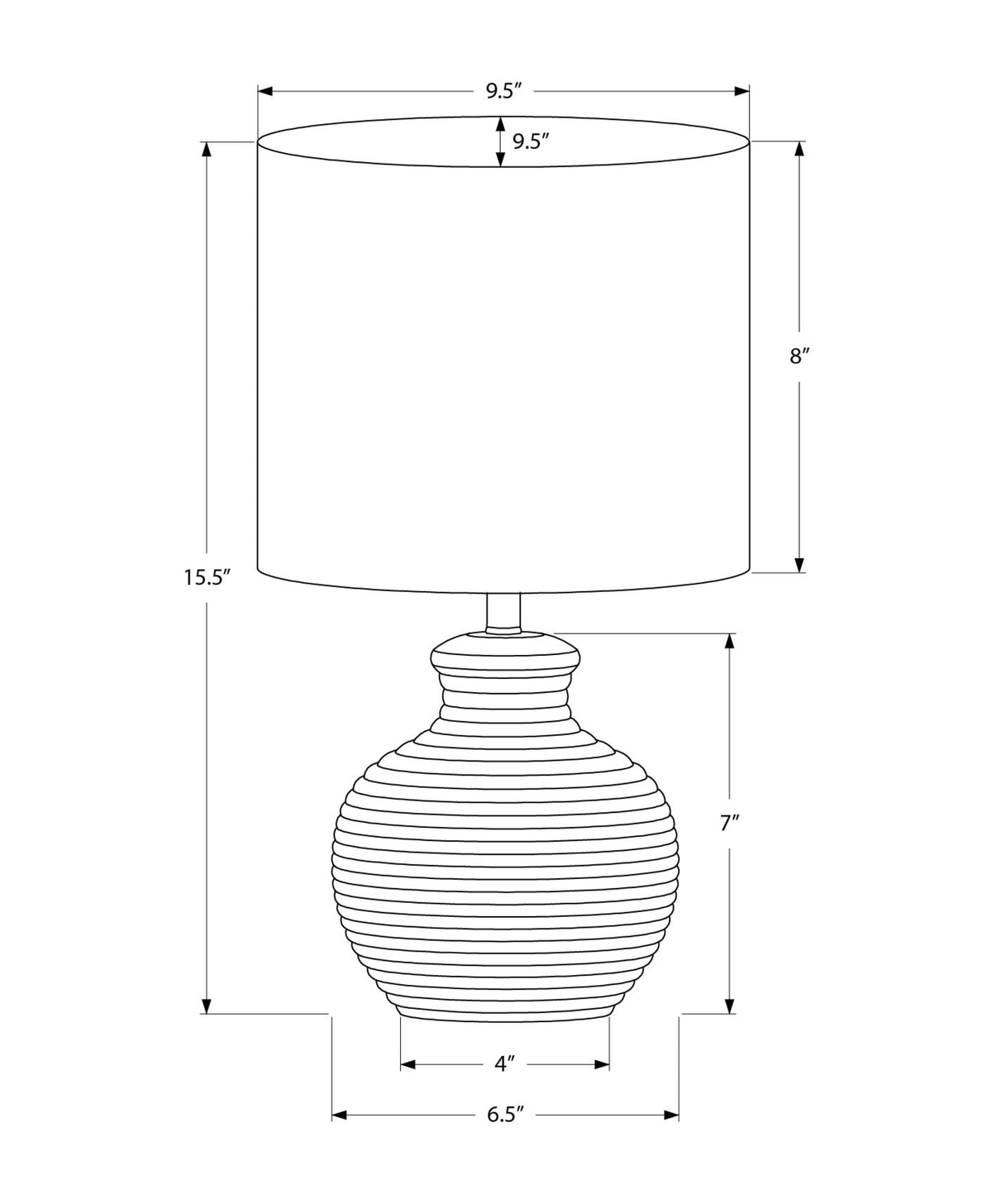 LIGHTING - 16"H TABLE LAMP WHITE RESIN / IVORY SHADE