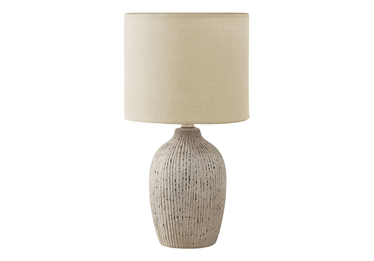 LIGHTING - 18"H TABLE LAMP BEIGE CERAMIC / BEIGE SHADE