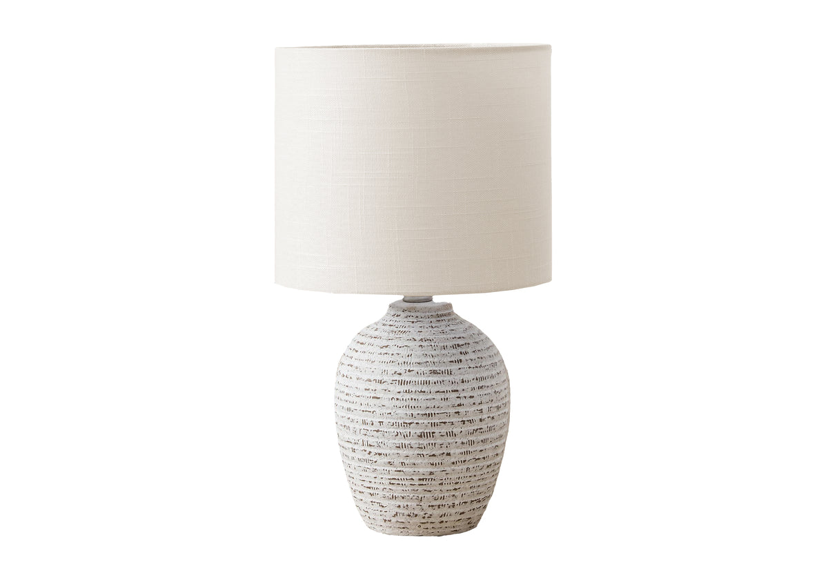 LIGHTING - 17"H TABLE LAMP IVORY CERAMIC / IVORY SHADE