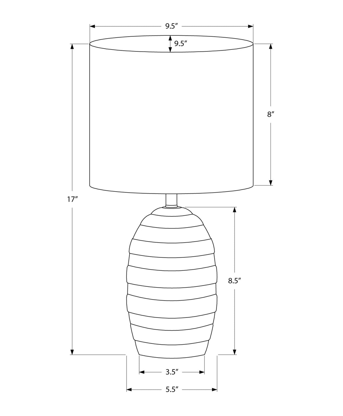 LIGHTING - 17"H TABLE LAMP IVORY CERAMIC / BEIGE SHADE