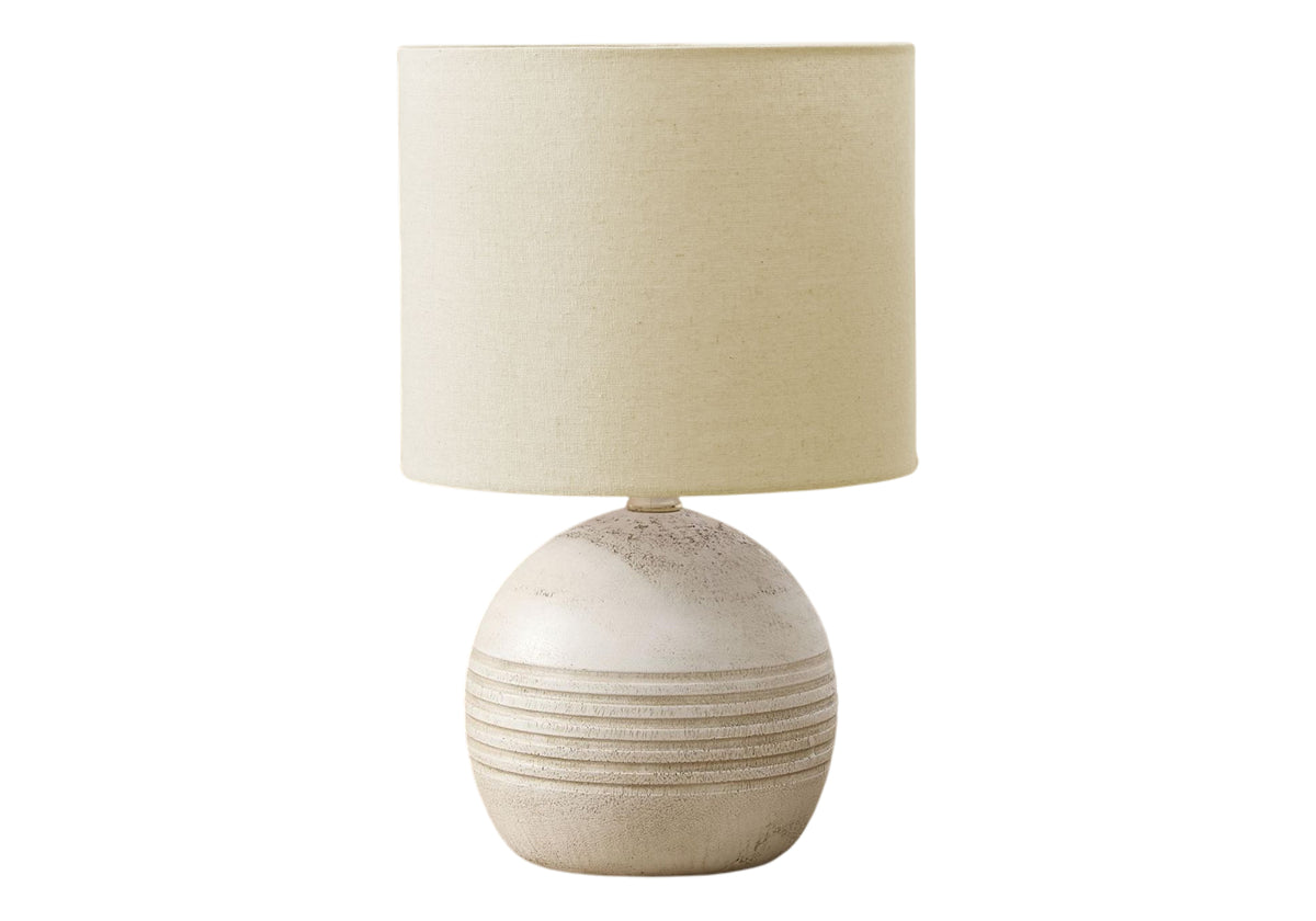LIGHTING - 15"H TABLE LAMP IVORY RESIN / BEIGE SHADE