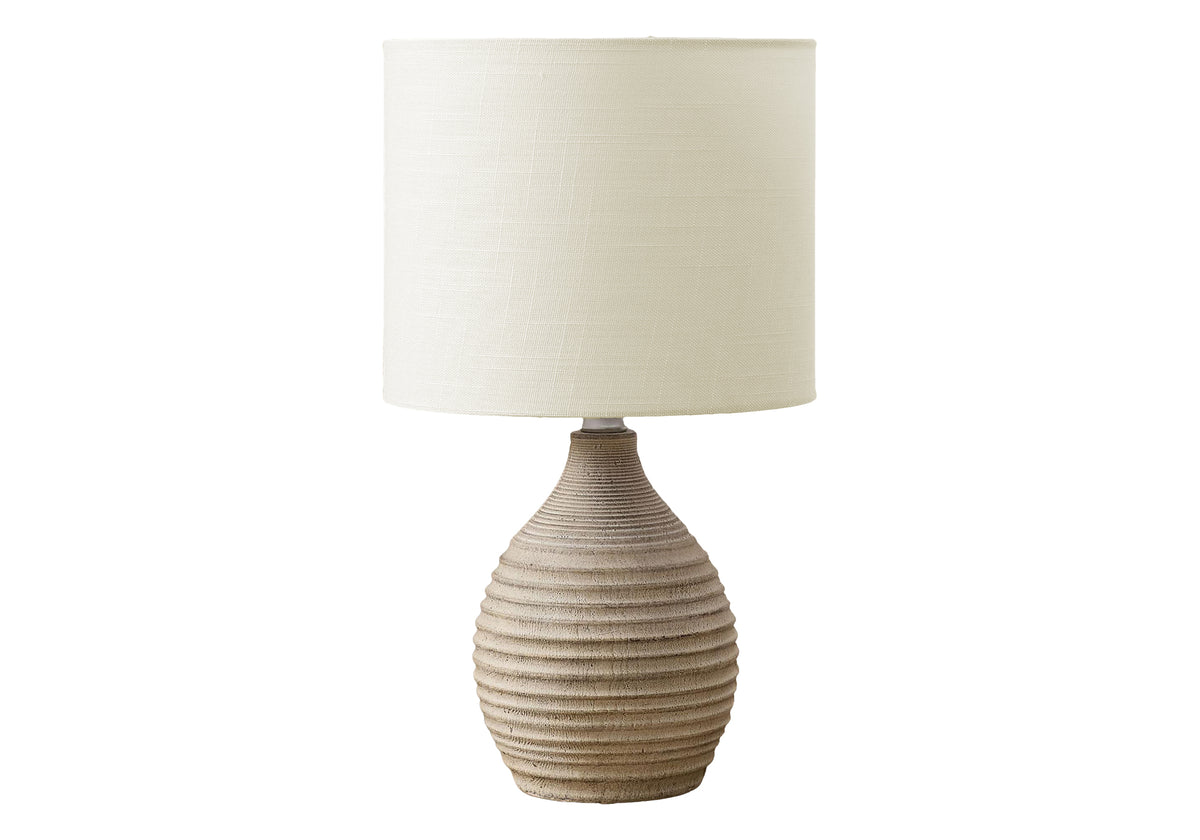 LIGHTING - 17"H TABLE LAMP BROWN RESIN / IVORY SHADE