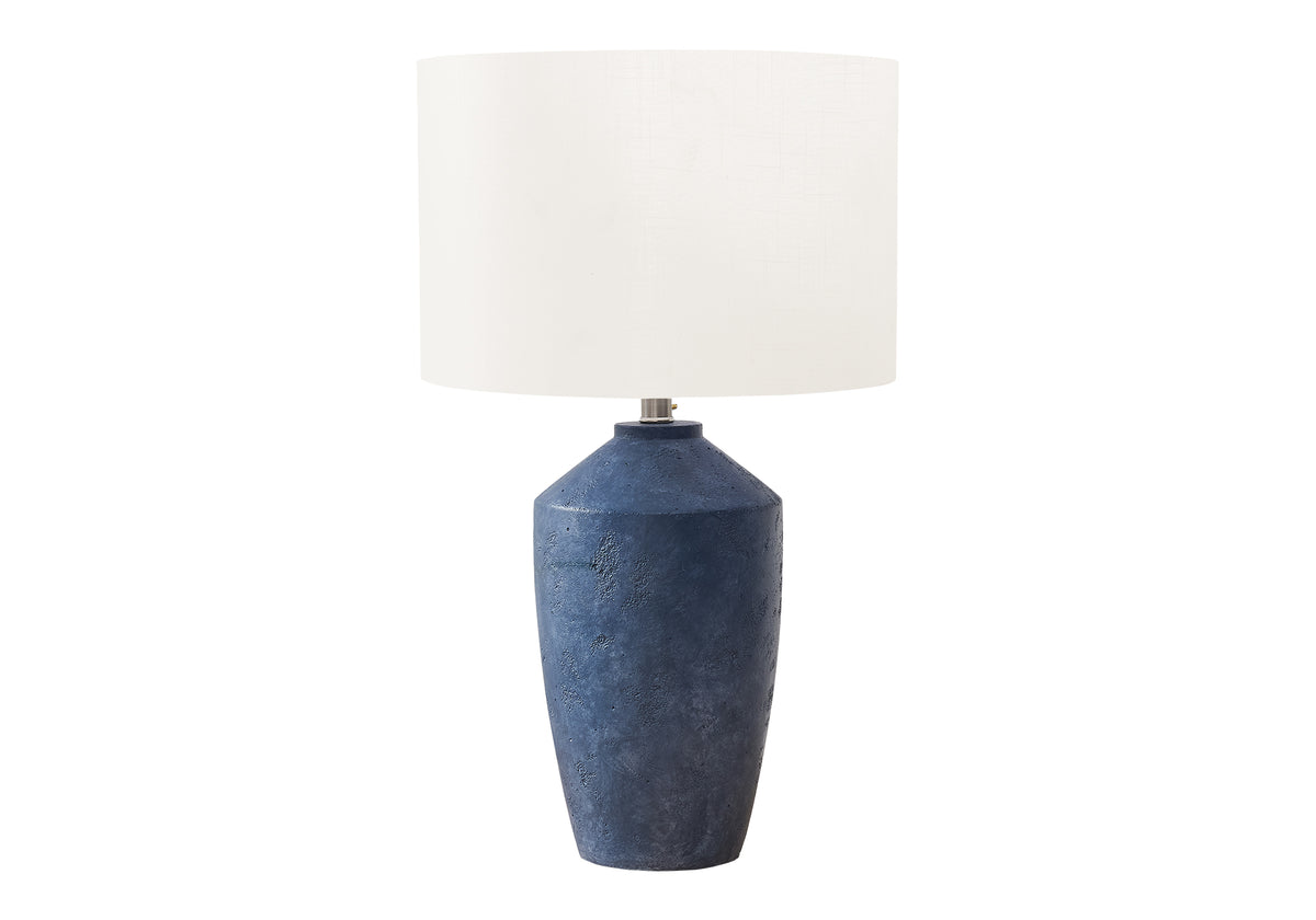 LIGHTING - 25"H TABLE LAMP BLUE CONCRETE / IVORY SHADE