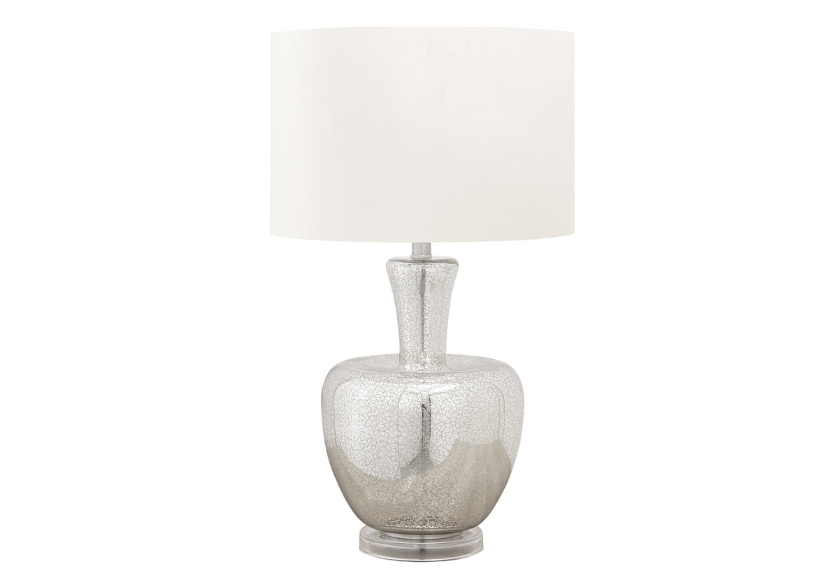LIGHTING - 26"H TABLE LAMP SILVER GLASS / IVORY SHADE
