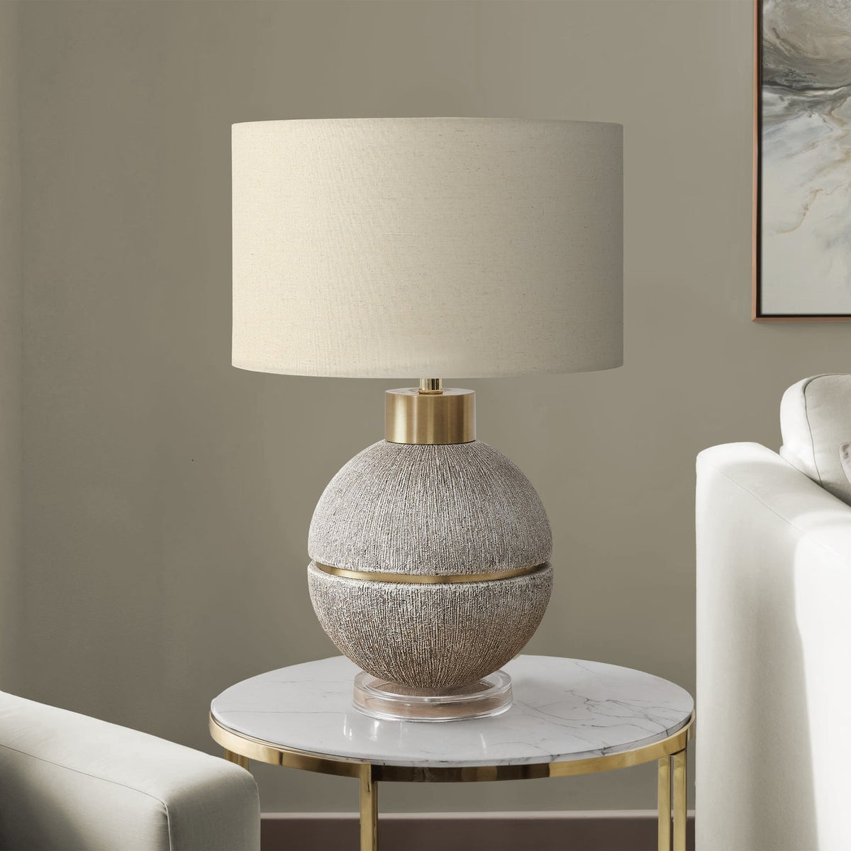 LIGHTING - 26"H TABLE LAMP BROWN / GOLD RESIN / BEIGE