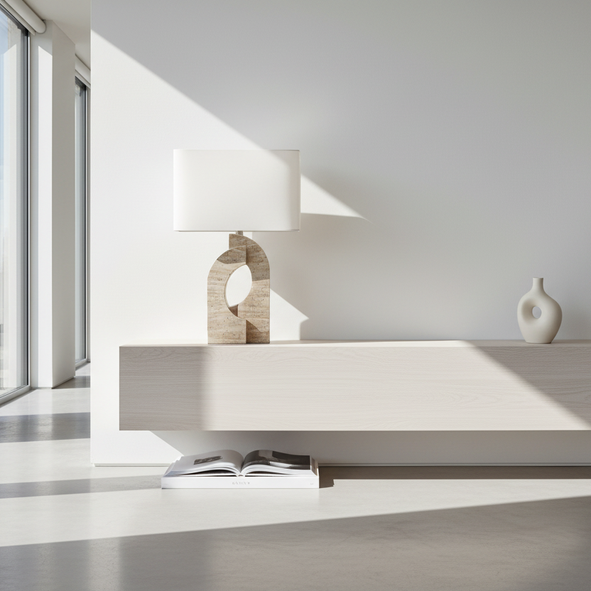 LIGHTING - 28"H TABLE LAMP BEIGE RESIN IVORY / CREAM SHADE