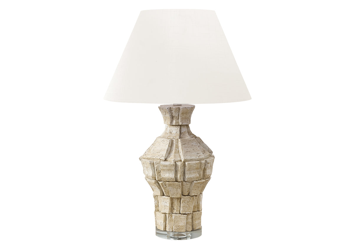 LIGHTING - 28"H TABLE LAMP BEIGE RESIN / IVORY SHADE