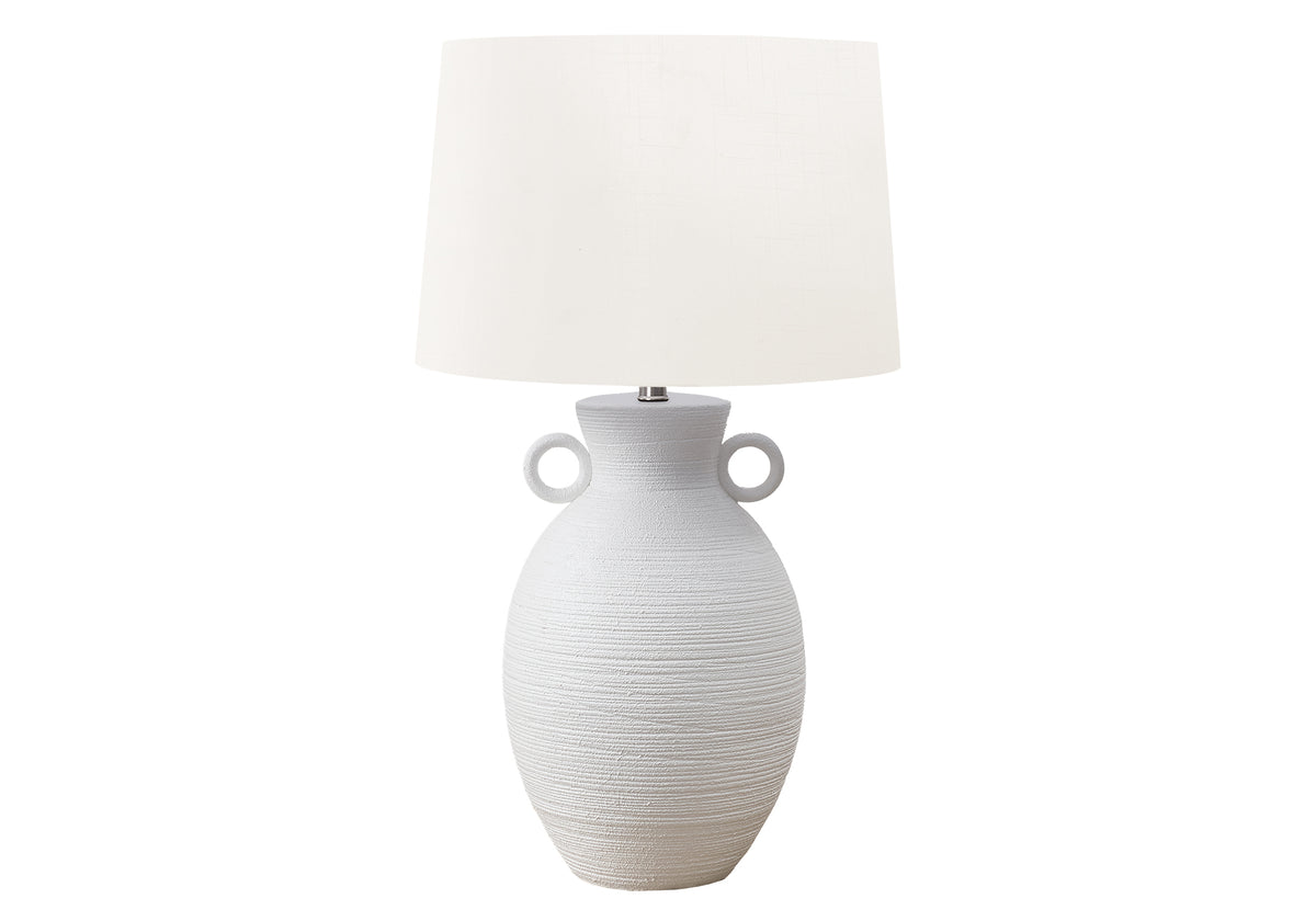 LIGHTING - 30"H TABLE LAMP WHITE CERAMIC / IVORY SHADE