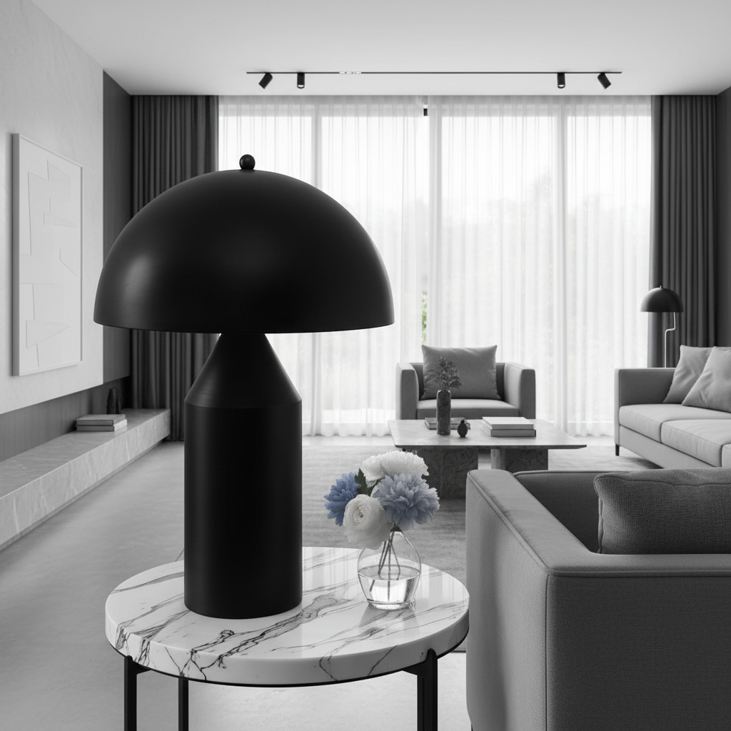 LIGHTING - TABLE LAMP 23"H BLACK METAL