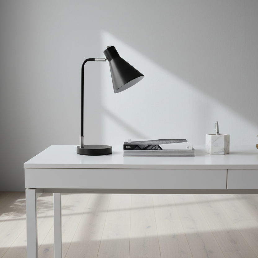 LIGHTING - 17"H TABLE LAMP BLACK METAL SILVER METAL