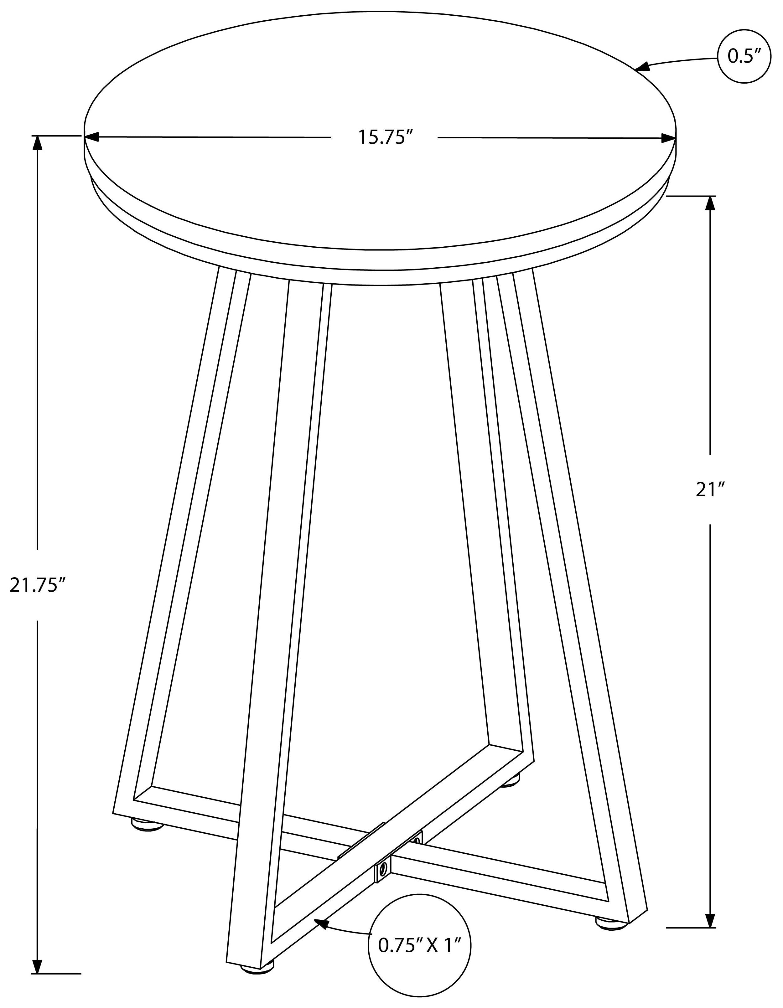 ACCENT TABLE - 22"H / BLACK / BLACK METAL