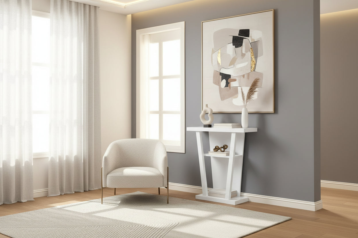 TABLE D'APPOINT - 32"L / CONSOLE D'ENTRÉE BLANCHE