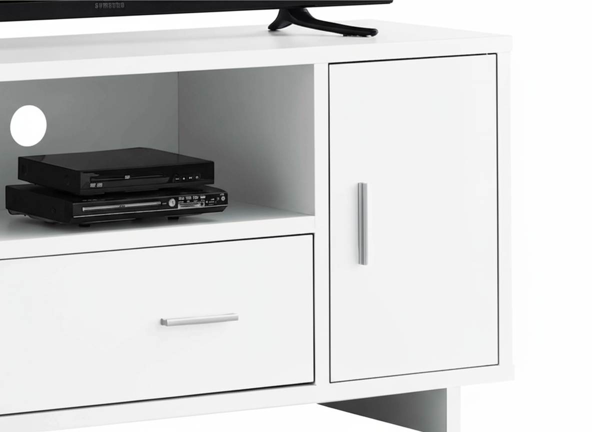 TV STAND - 48"L / WHITE WITH STORAGE