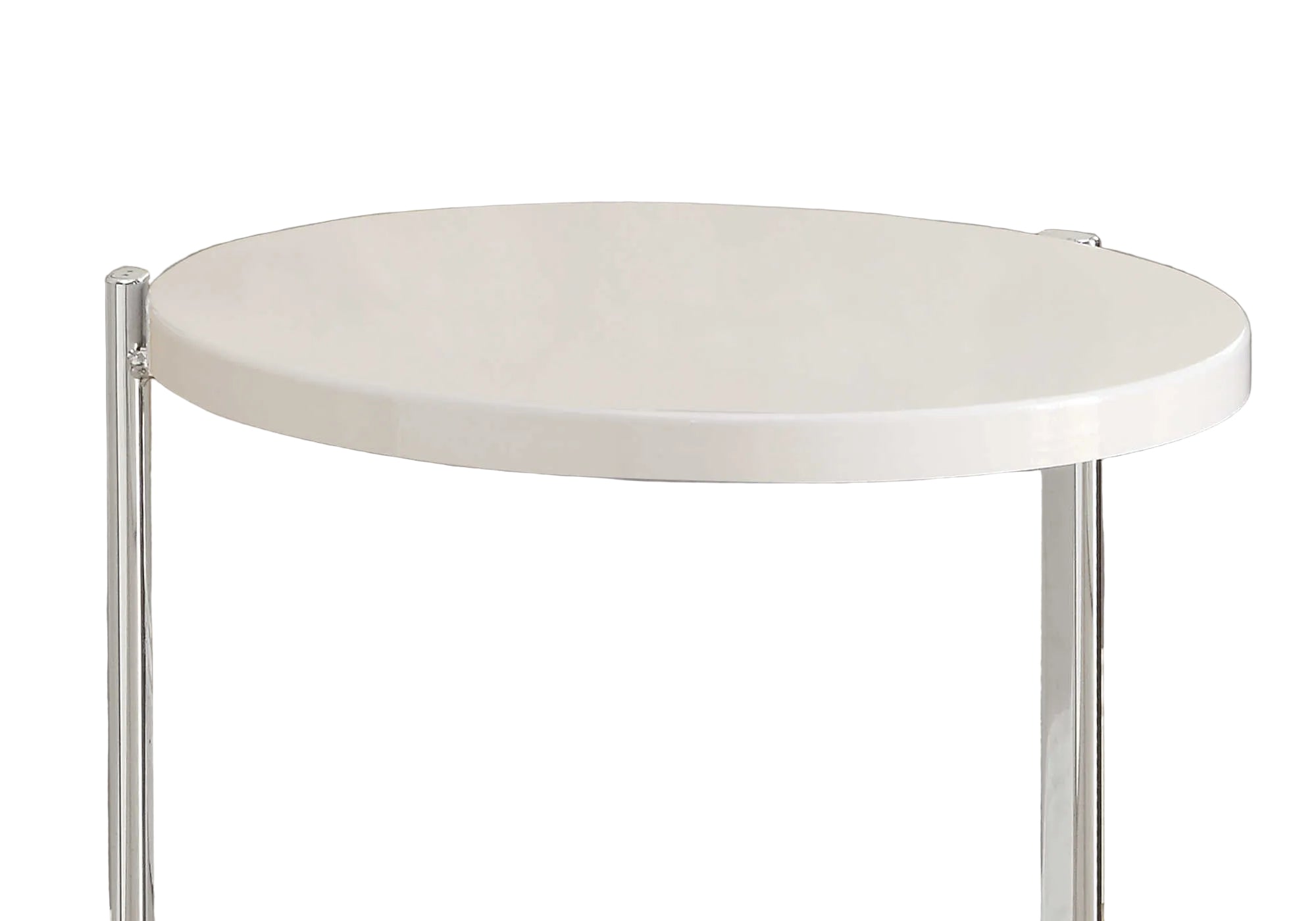 TABLE D'APPOINT - BLANC BRILLANT / MÉTAL CHROME