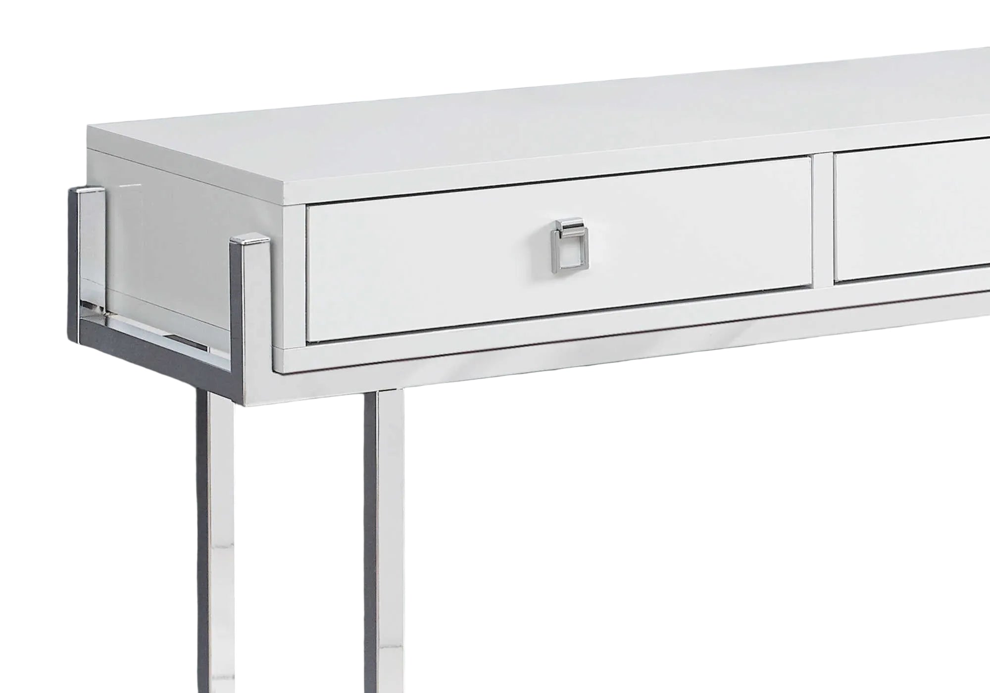 ACCENT TABLE - 48"L / GLOSSY WHITE / CHROME METAL