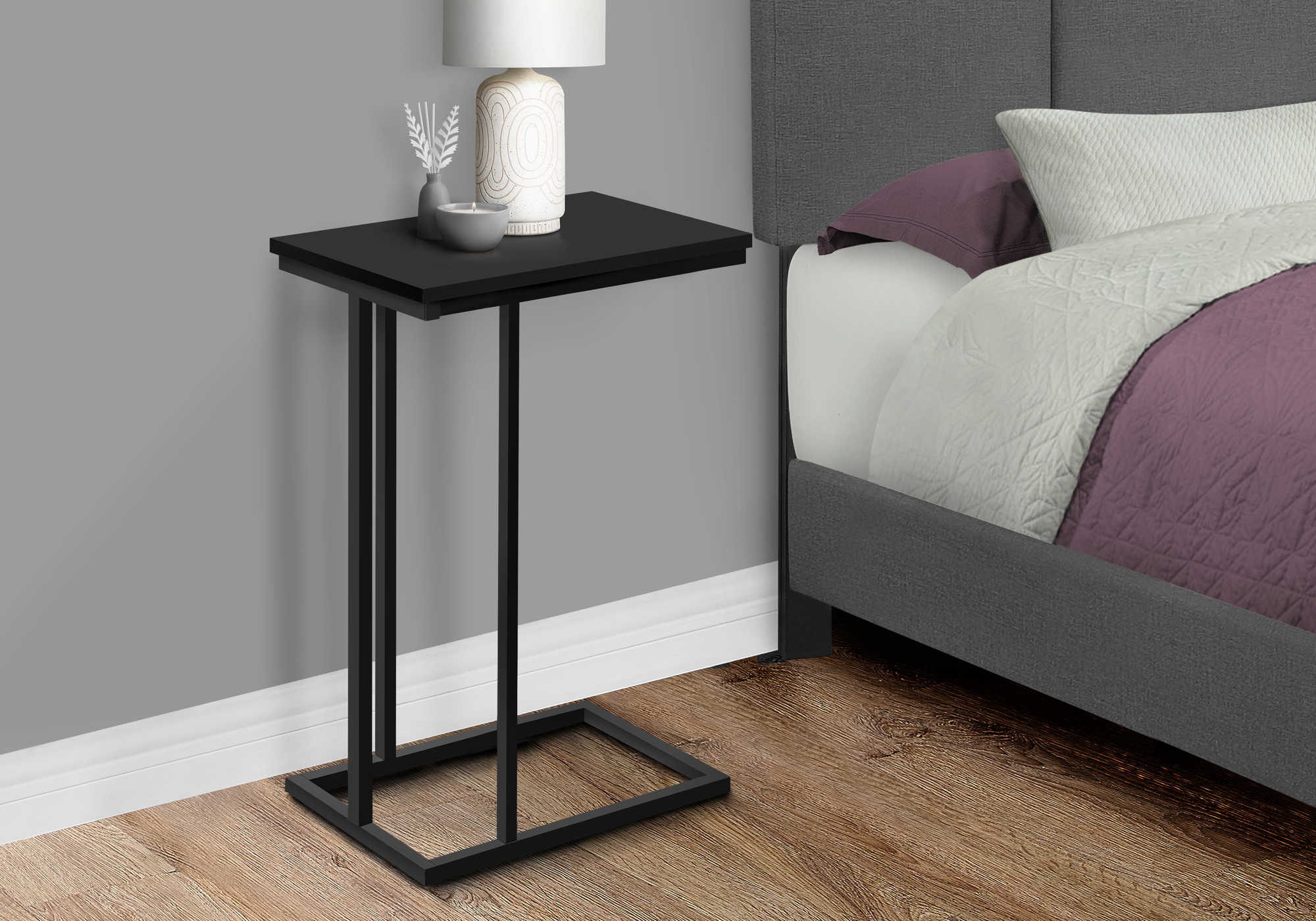 TABLE D'APPOINT - 25"H / NOIR / MÉTAL NOIR
