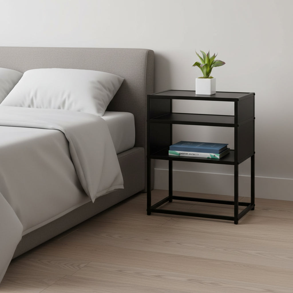 ACCENT TABLE - 22"H / BLACK / BLACK METAL