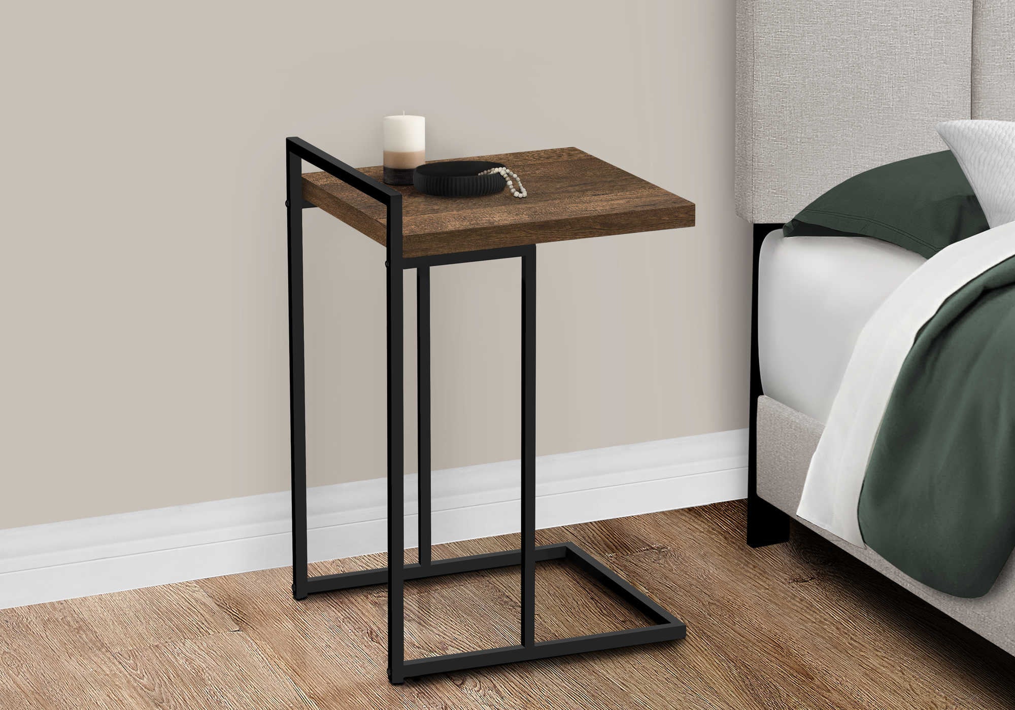 TABLE D'APPOINT - 25"H / BOIS RÉCUPÉRÉ BRUN / MÉTAL NOIR