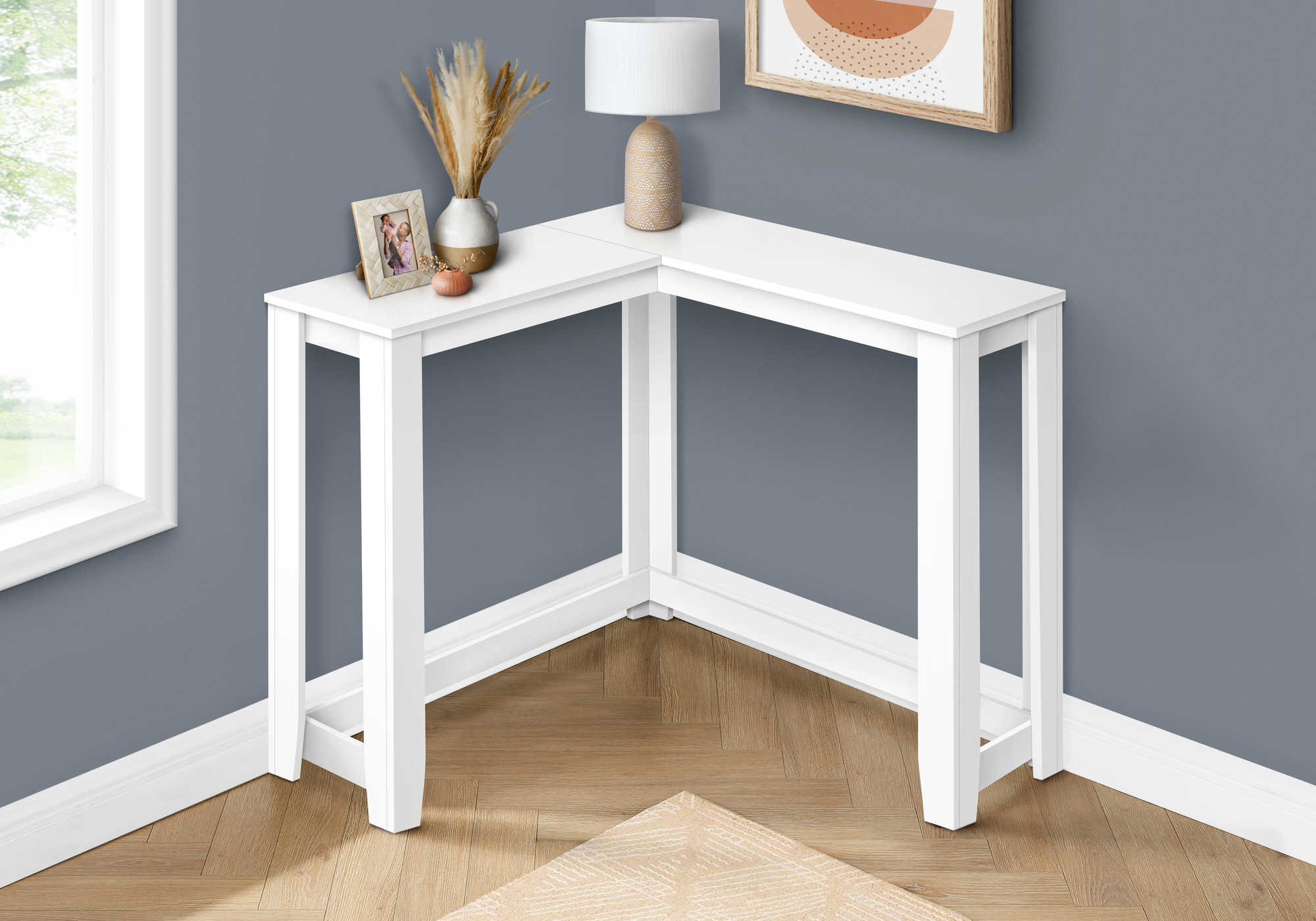 ACCENT TABLE - 36" / WHITE CORNER CONSOLE