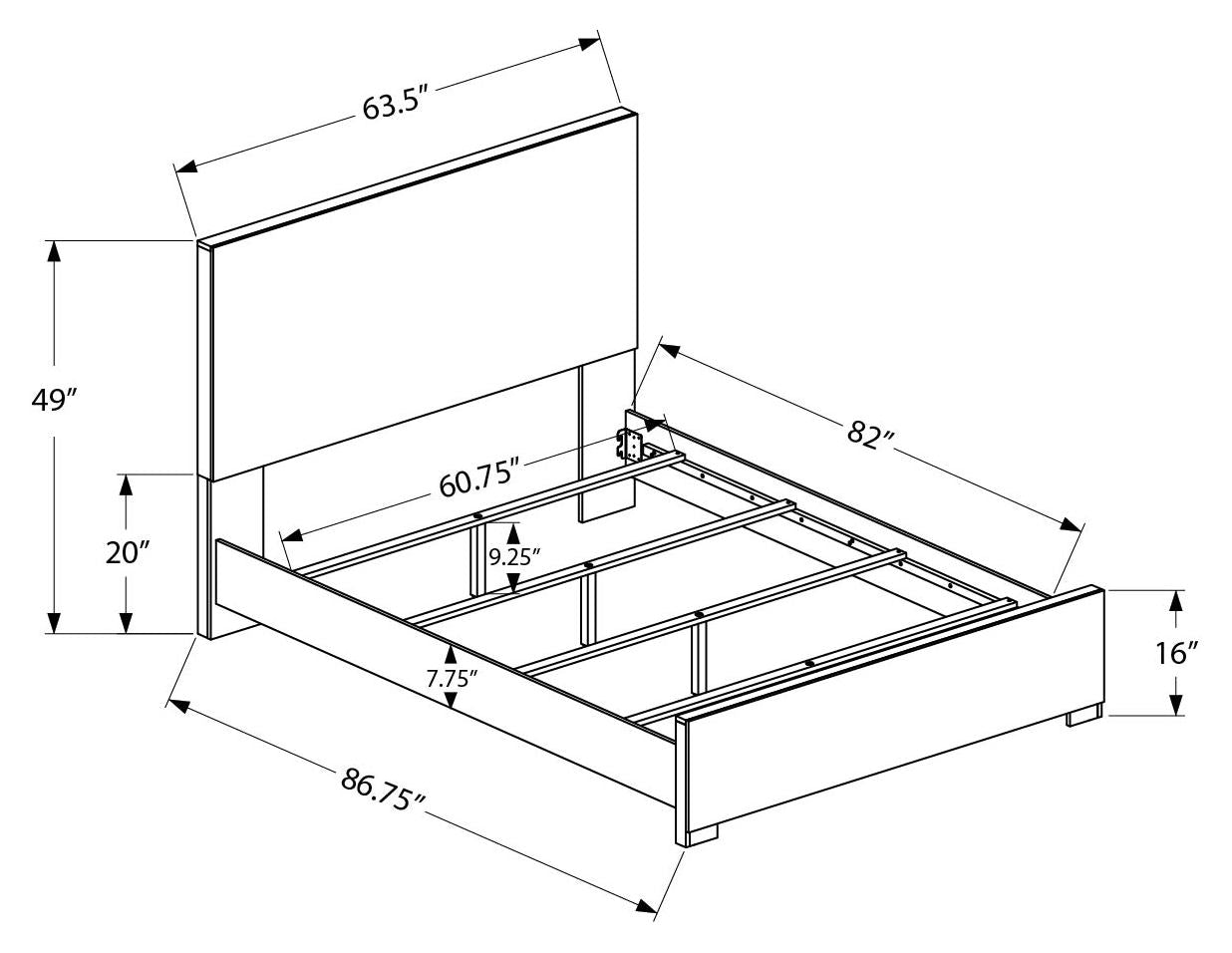 Bedroom Set - Queen Size Bed / Bleached Oak Finish