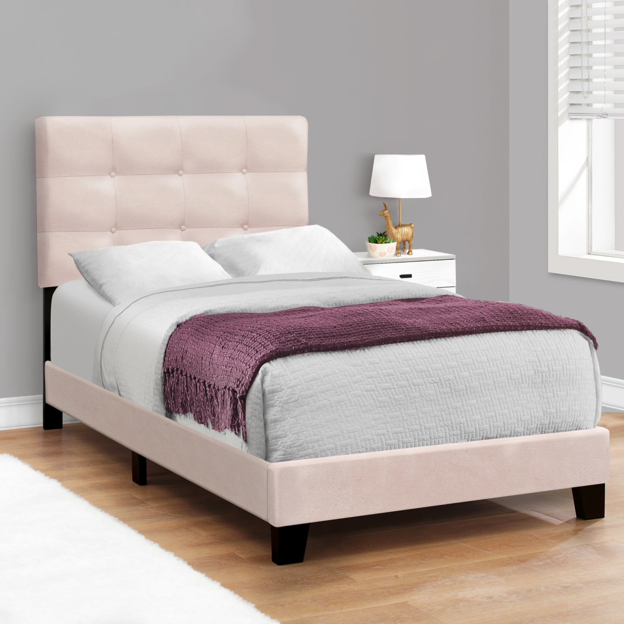 Cadre de lit simple rembourré en tissu bouclé