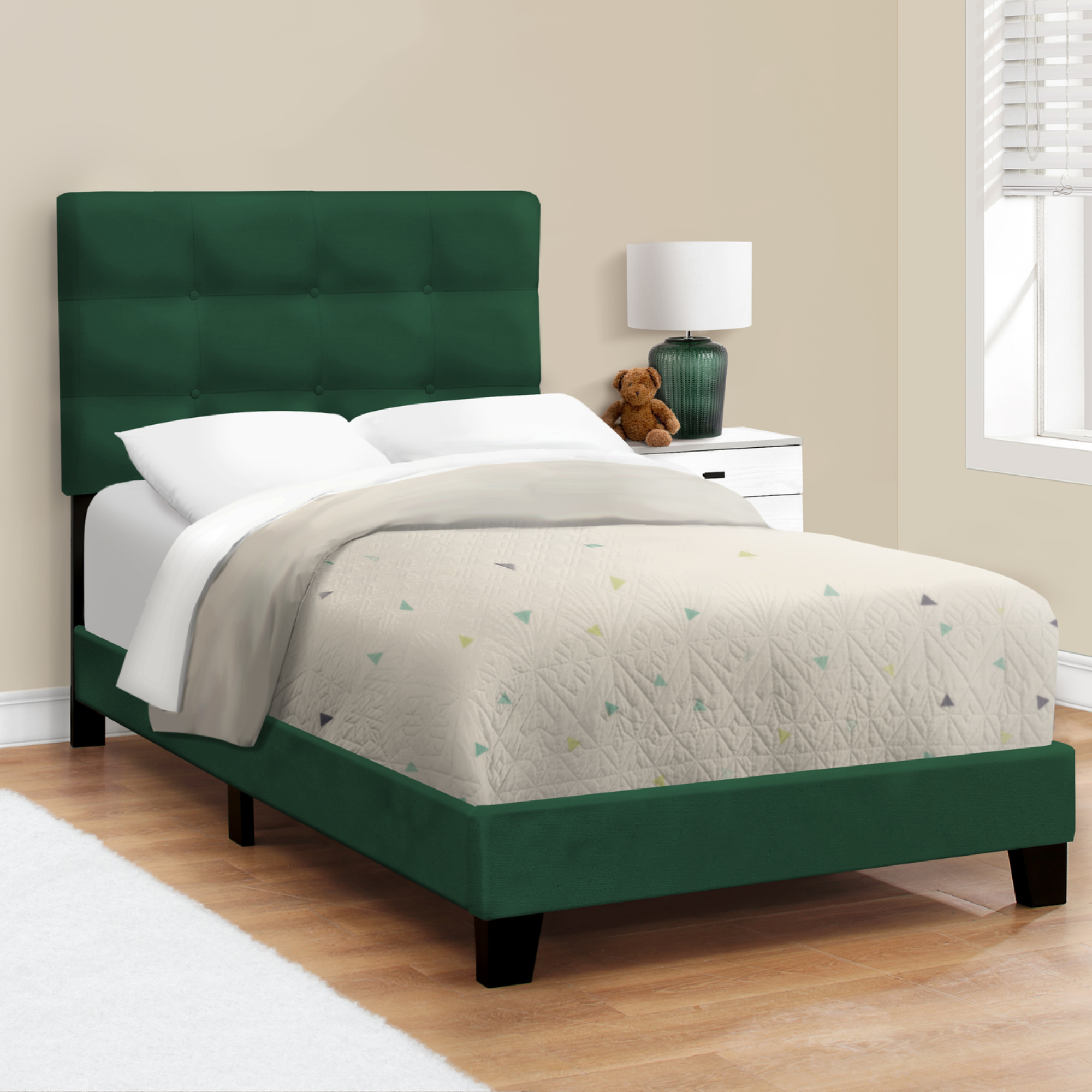 Cadre de lit simple rembourré en tissu bouclé