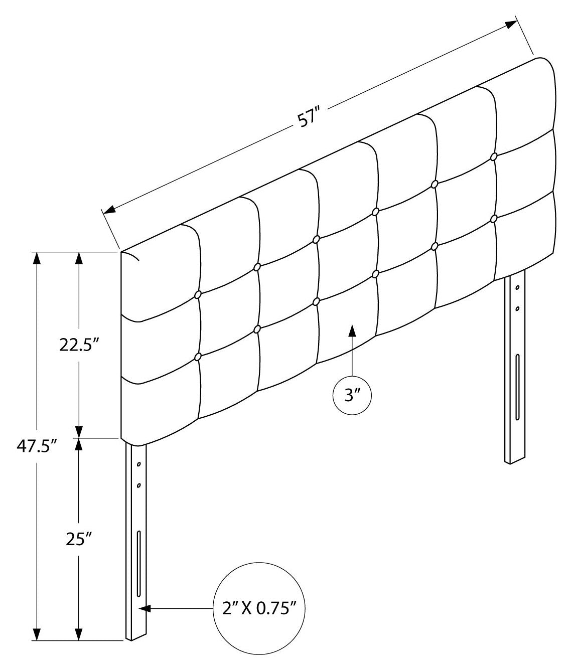 BED - FULL SIZE / BROWN LEATHER-LOOK HEADBOARD ONLY