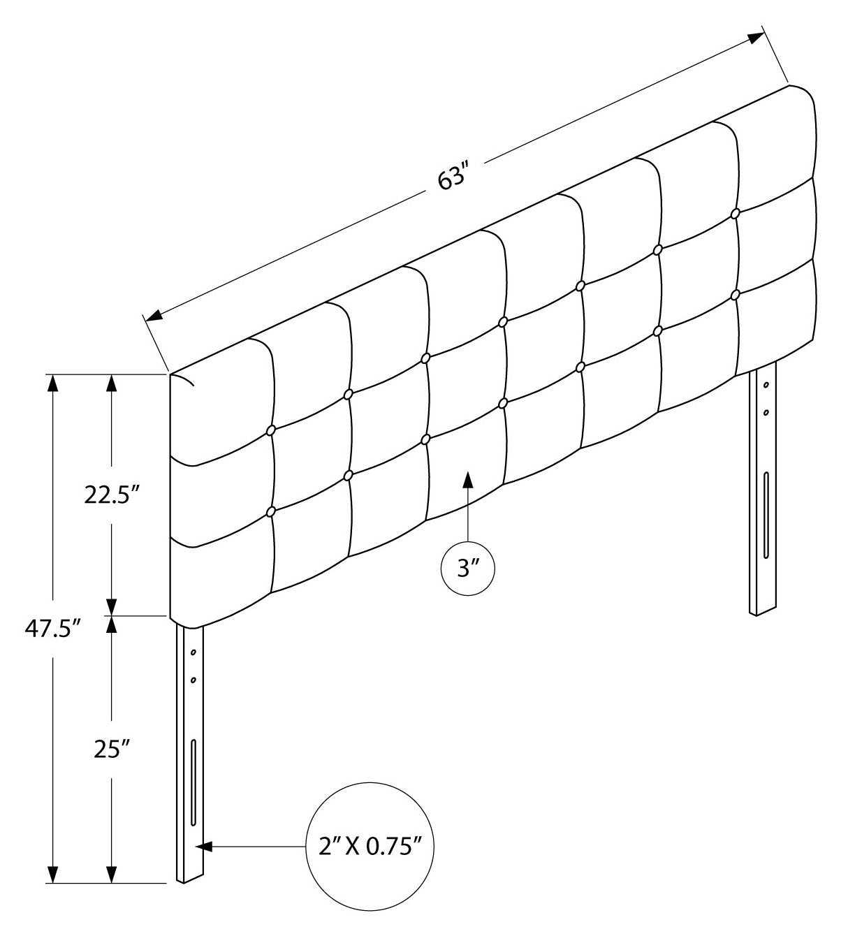LIT - QUEEN SIZE / TÊTE DE LIT SIMILI CUIR MARRON SEULEMENT