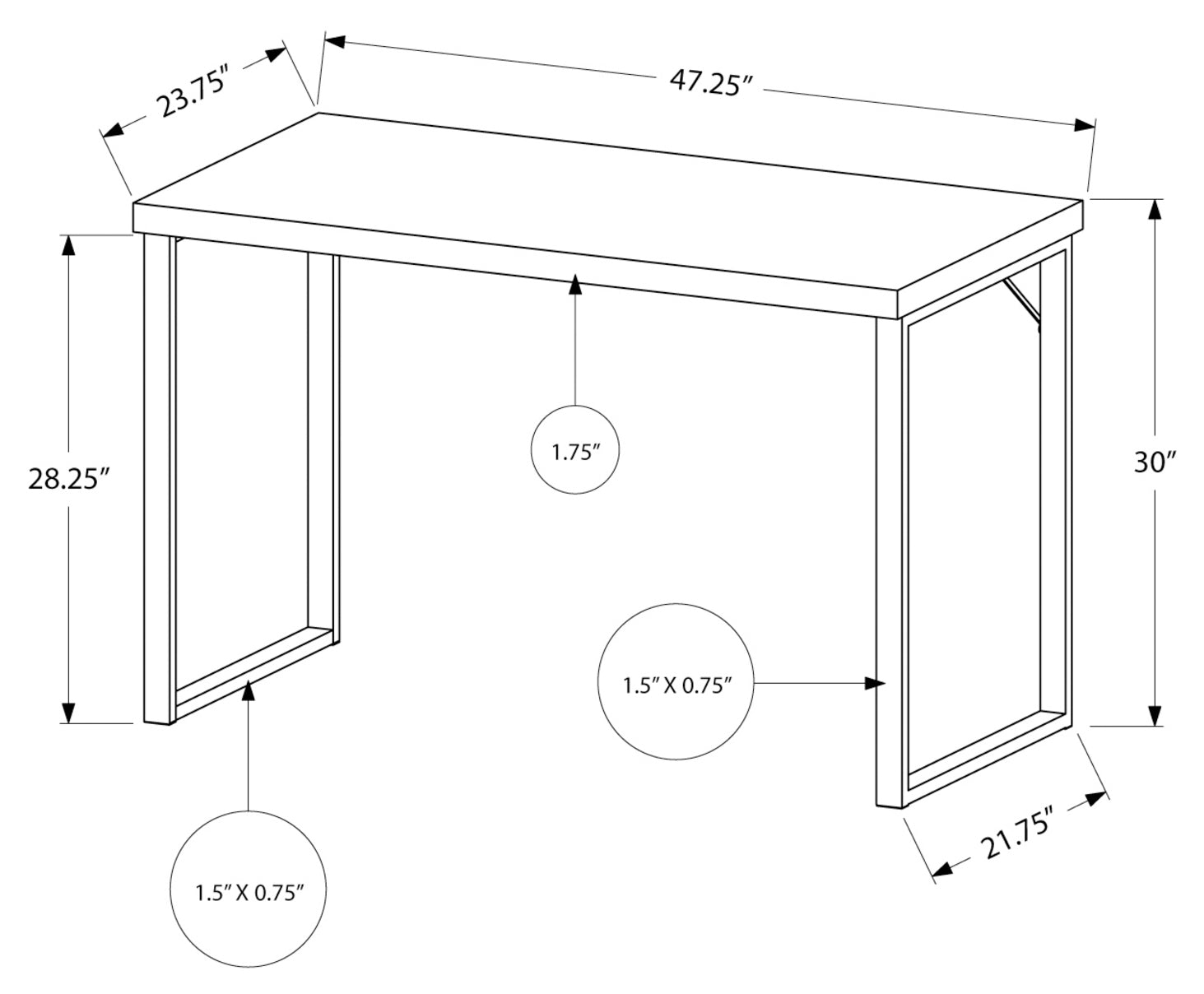 COMPUTER DESK - 48"L / ESPRESSO / SILVER METAL