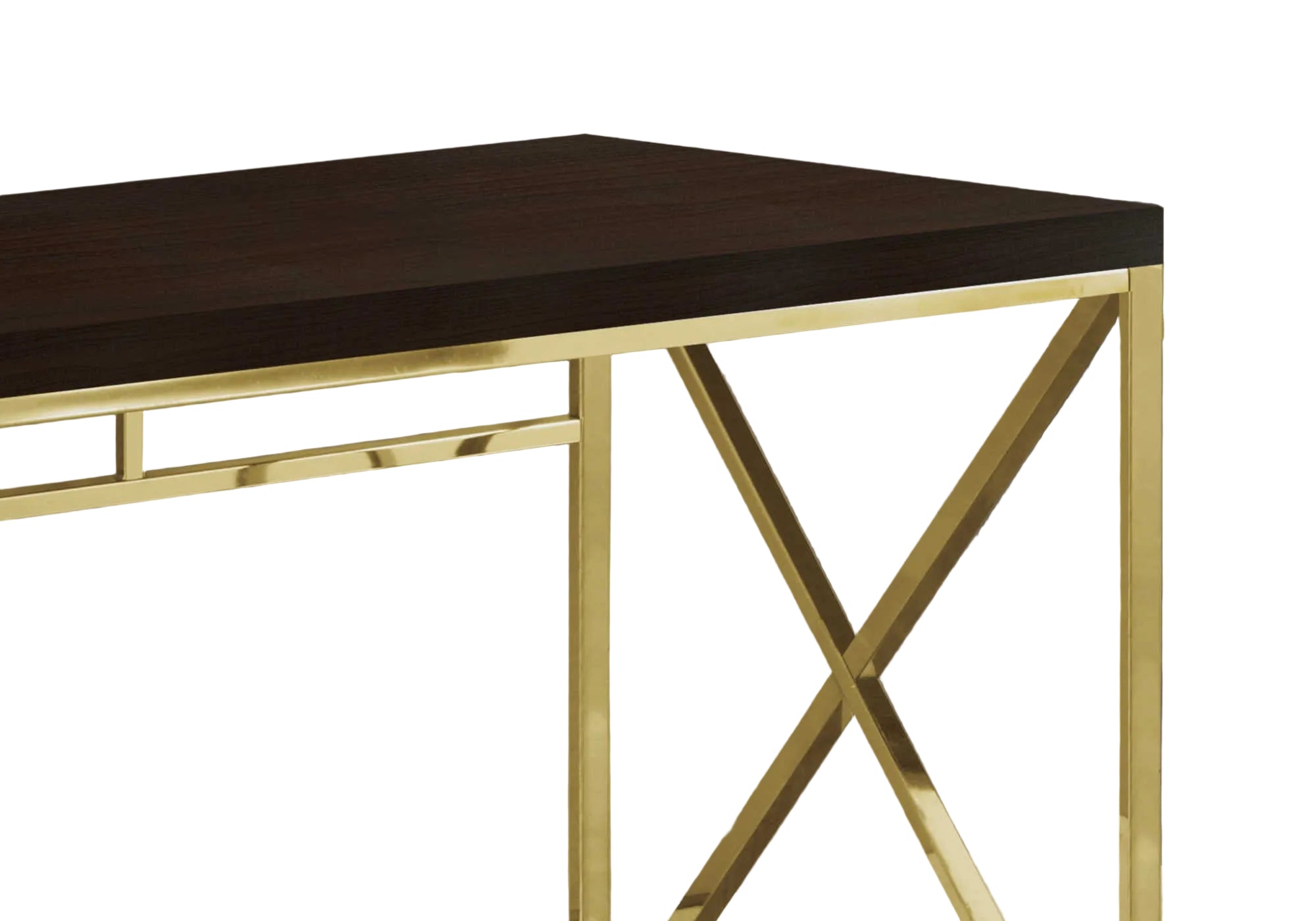 COMPUTER DESK - 48"L / ESPRESSO / GOLD METAL