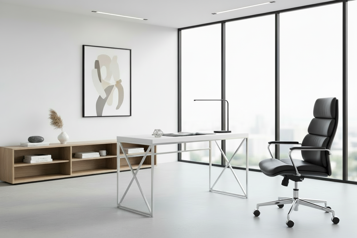 COMPUTER DESK - 48"L / ESPRESSO / GOLD METAL