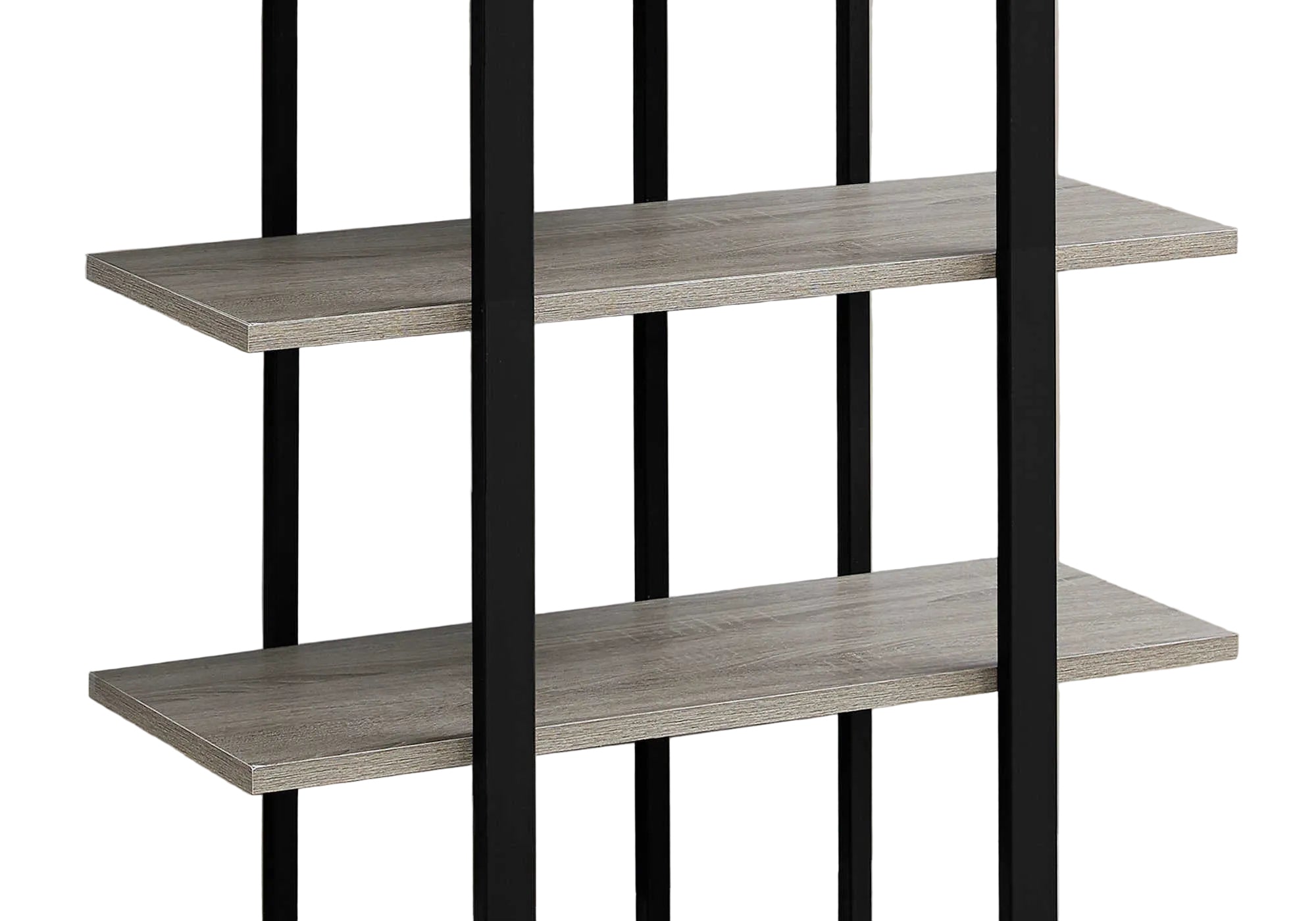 BOOKCASE - 60"H / DARK TAUPE / BLACK METAL