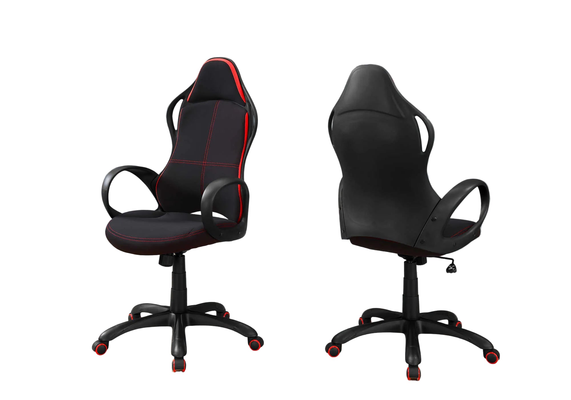 CHAISE DE BUREAU - TISSU NOIR / ROUGE / MULTI-POSITIONS