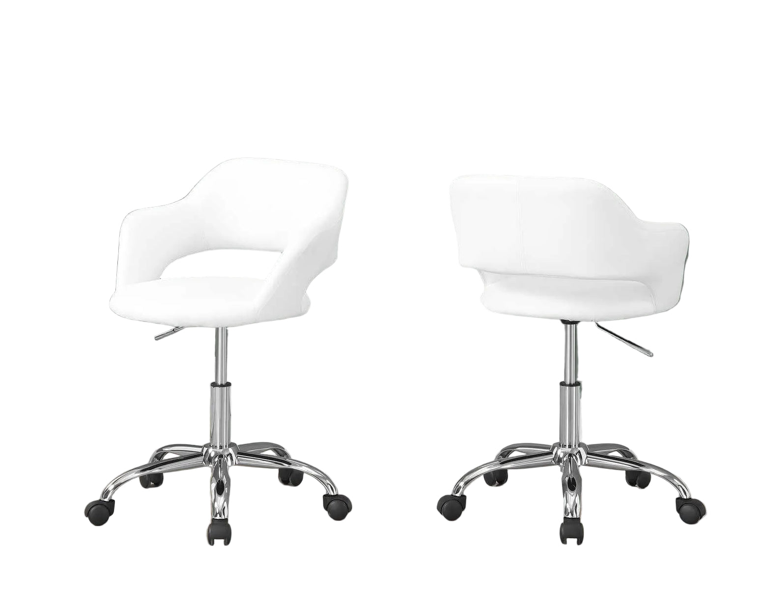OFFICE CHAIR - WHITE / CHROME METAL HYDRAULIC LIFT BASE