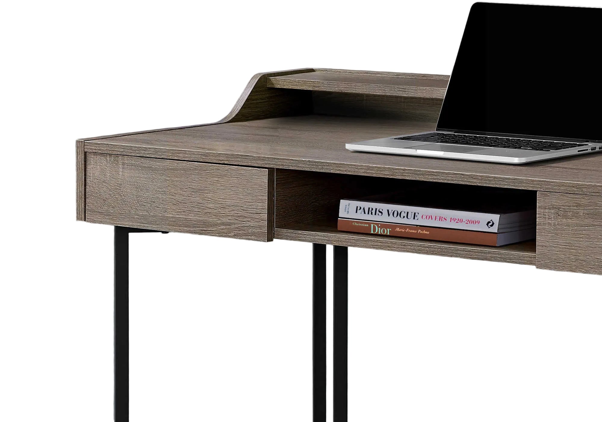 COMPUTER DESK - 48"L / DARK TAUPE / BLACK METAL
