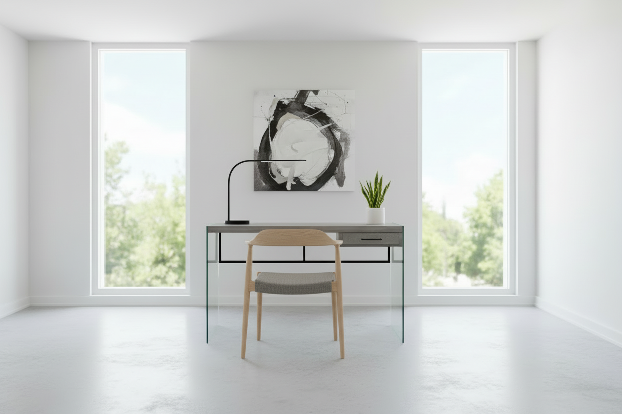 COMPUTER DESK - 48"L / GLOSSY WHITE / TEMPERED GLASS
