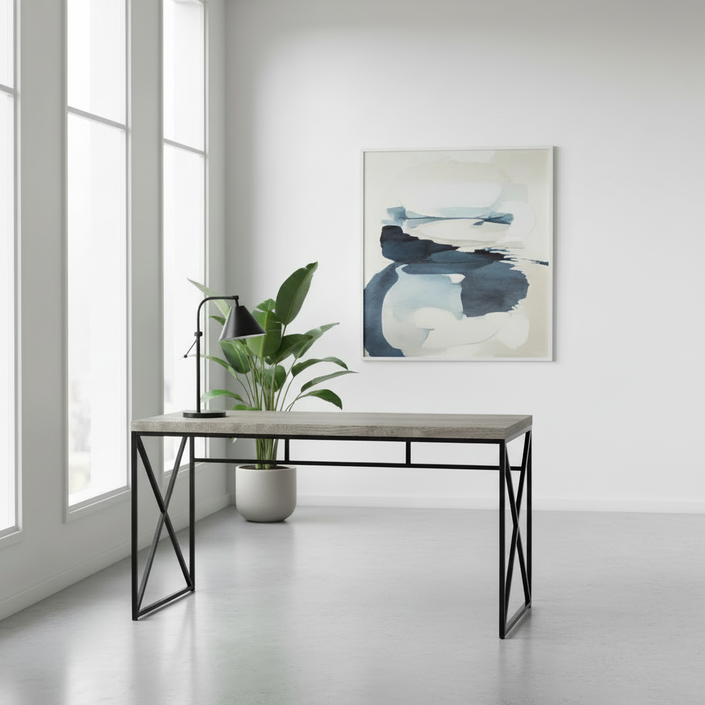 COMPUTER DESK - 48"L / ESPRESSO / GOLD METAL