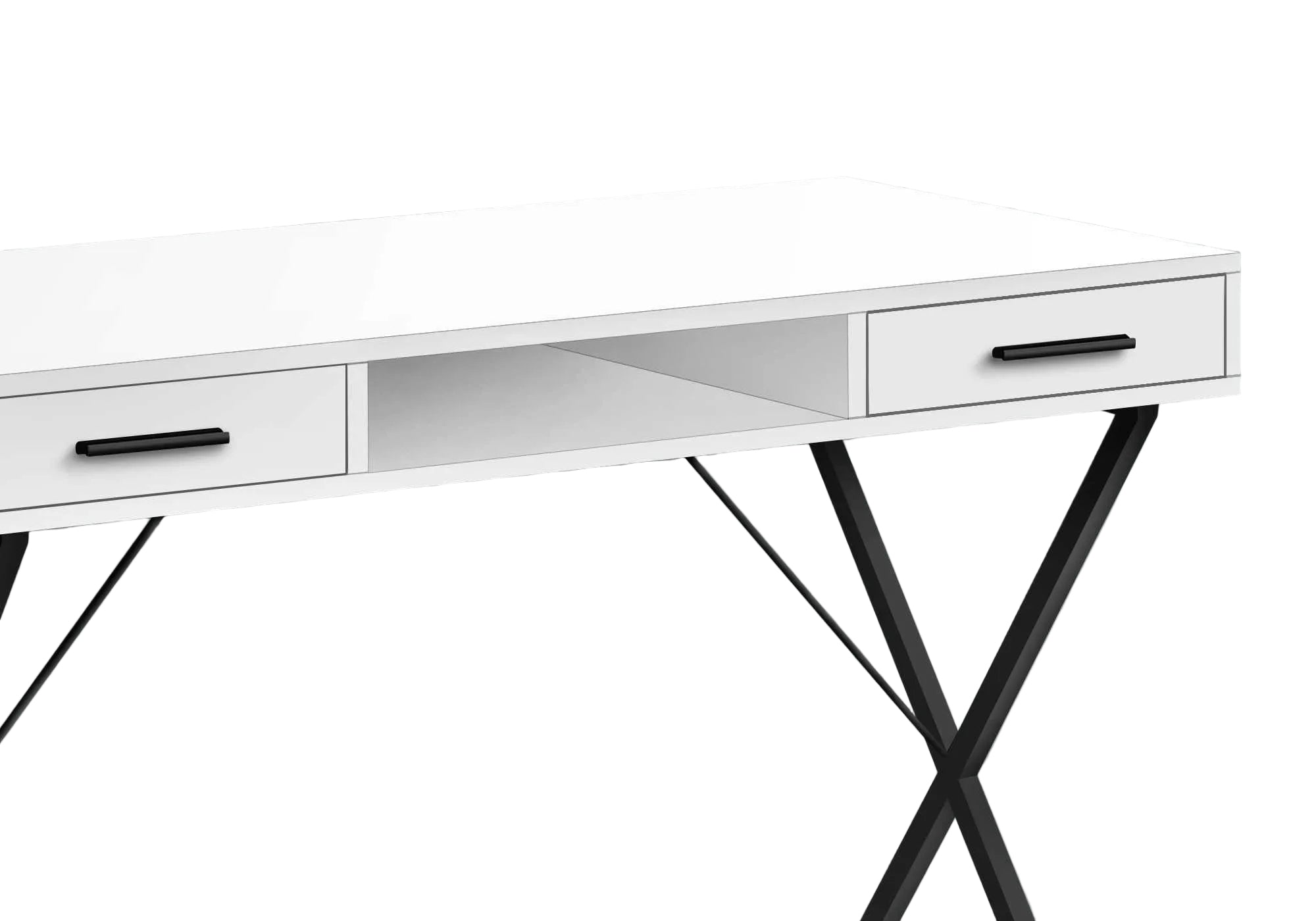 BUREAU D'ORDINATEUR - 42"L / BLANC / MÉTAL NOIR