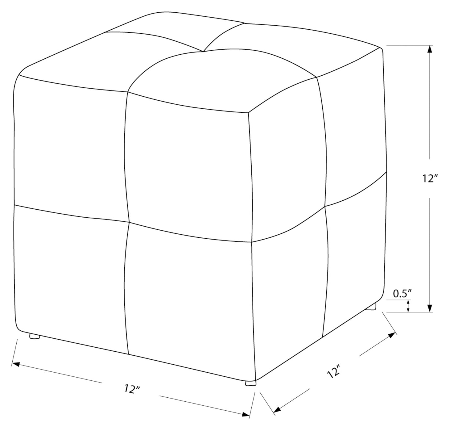 OTTOMAN - 2PCS SET / JUVENILE / WHITE LEATHER-LOOK