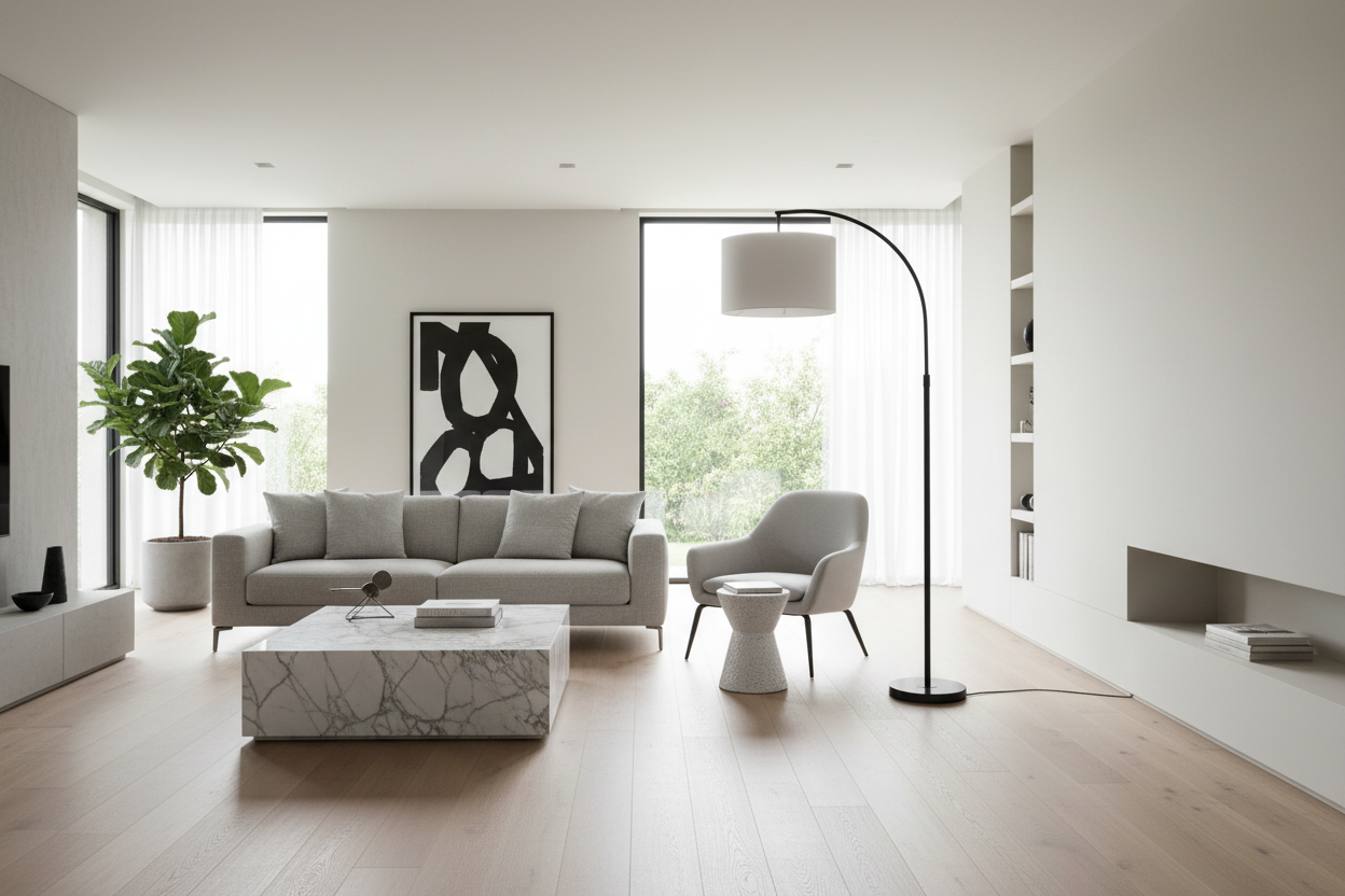 LIGHTING - 65"H ARC FLOOR LAMP BLACK METAL / IVORY