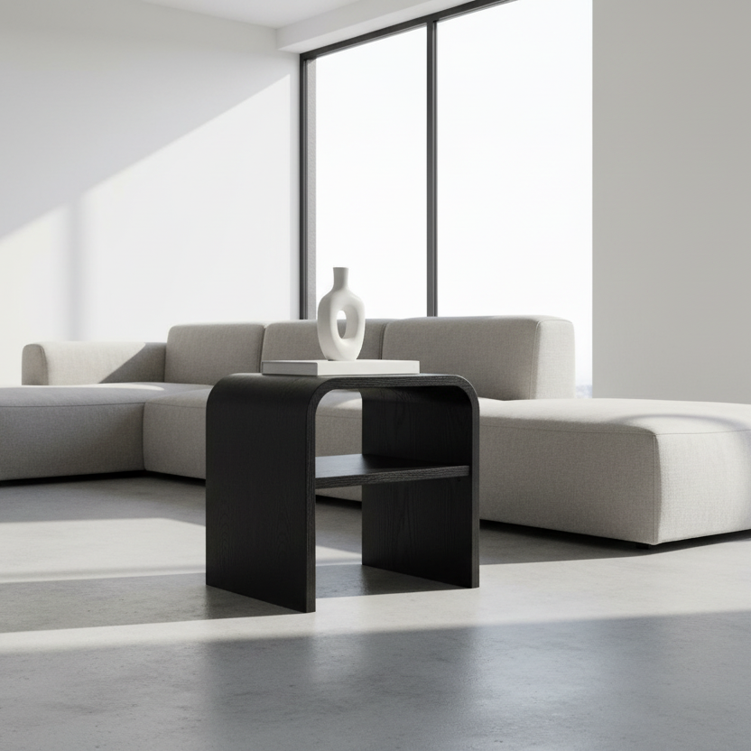 Table d'appoint JEFFREY GY-ET-CC01, finition placage frêne noir