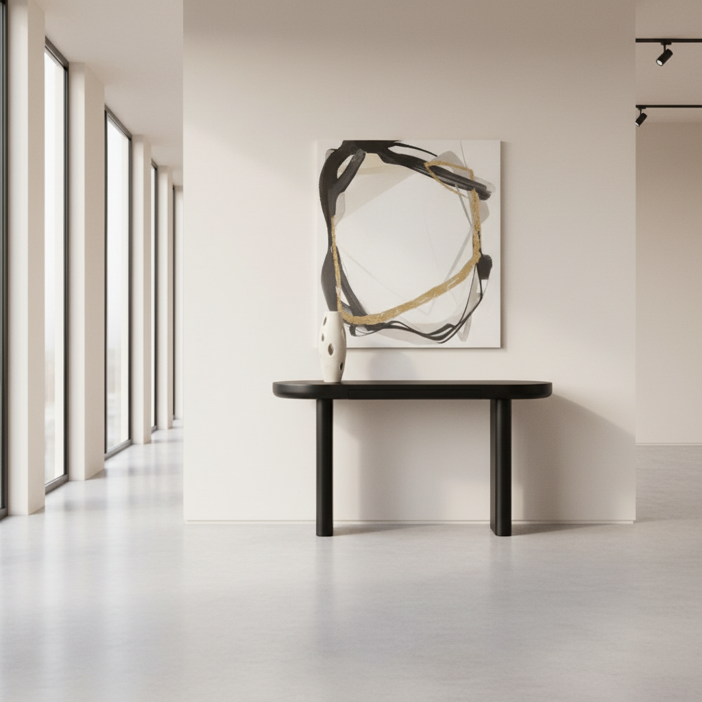 EDGAR Console Table GY-CST-006 black wood - with drawer