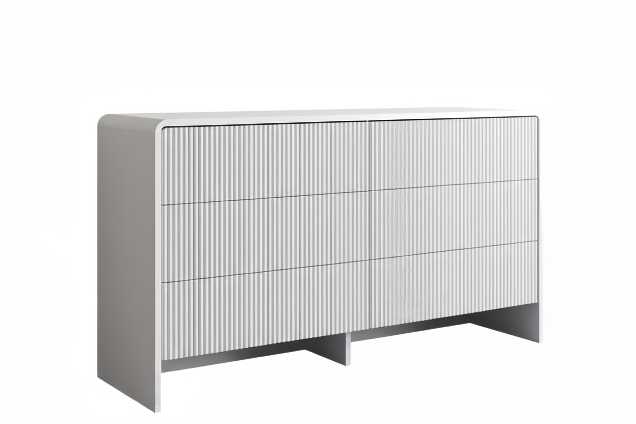 Modern Fluted 6-Drawer Dresser