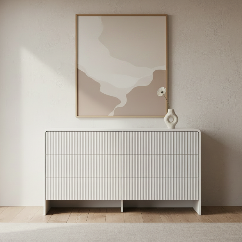 Modern Fluted 6-Drawer Dresser