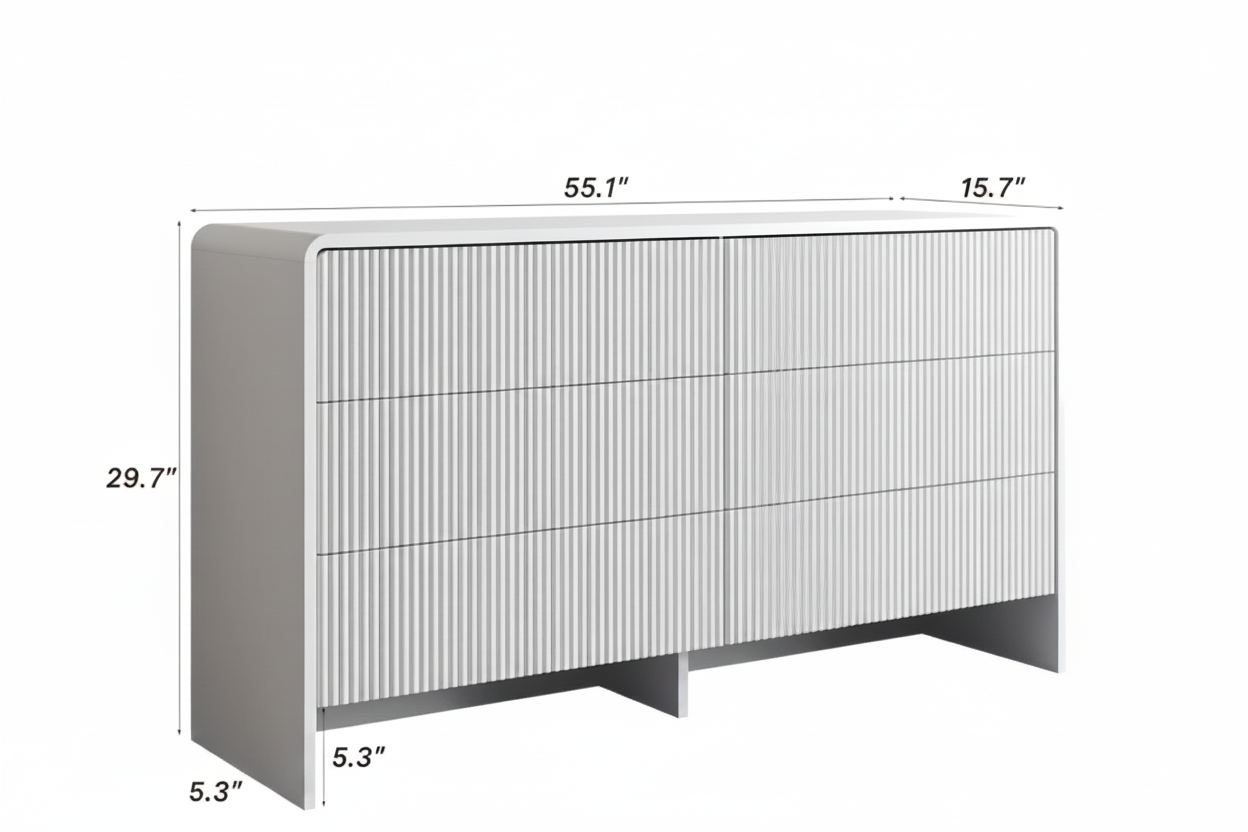 Modern Fluted 6-Drawer Dresser