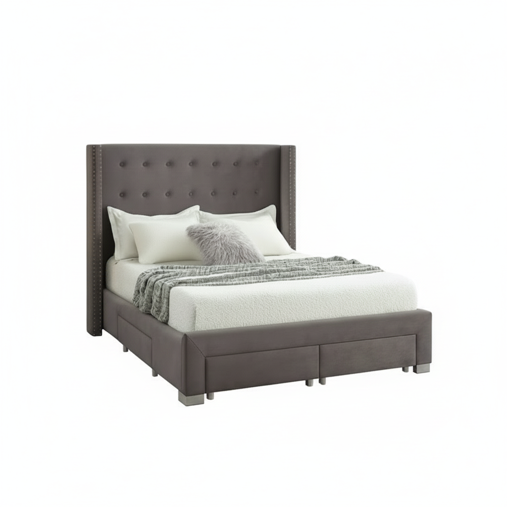 Lit IF-5320 avec tête de clou et pieds chromés