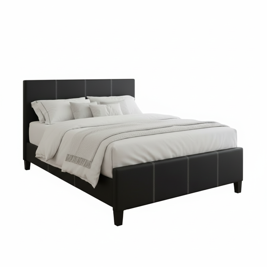 Lit noir IF-165 avec coutures contrastées