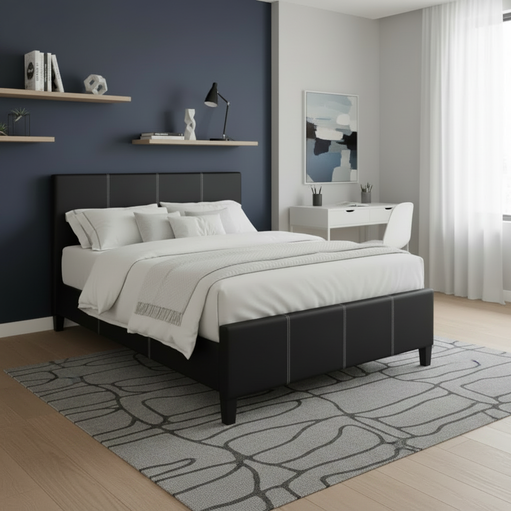 IF-165 Black Bed with Contrast Stitching