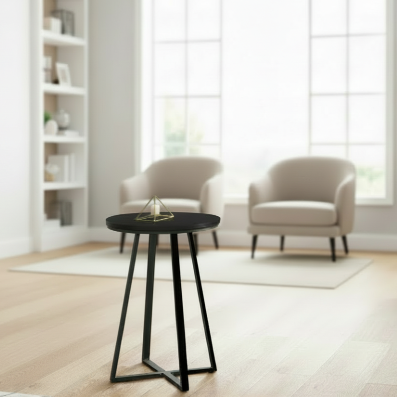 ACCENT TABLE - 22"H / BLACK / BLACK METAL